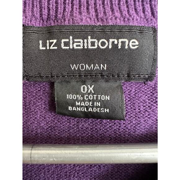 Liz Claiborne Purple V-Neck Chevron Knit Sweater Size 0X - Picture 8 of 10